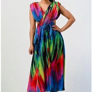 Multicolor V-Neck Maxi Dress